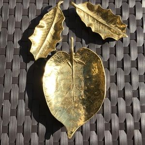 1970’s brass leaf set of 3